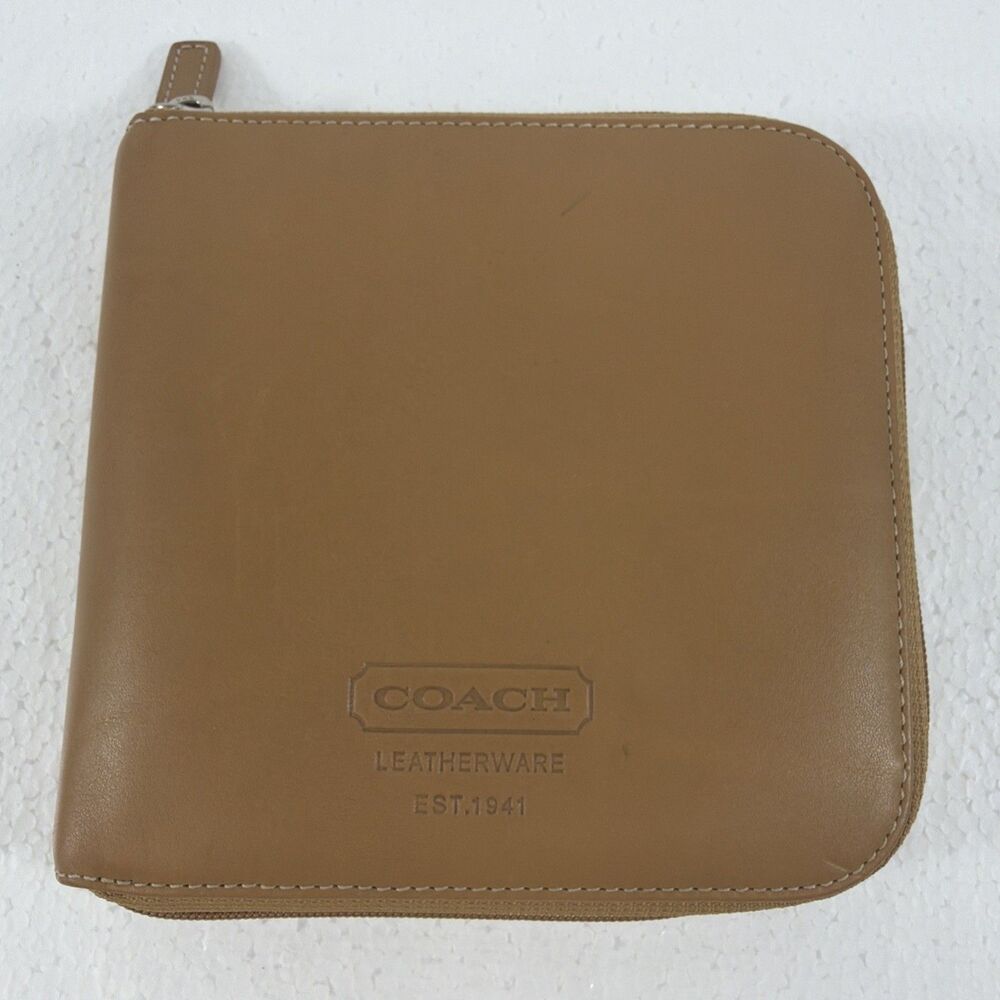 Vintage Coach Brown Leather CD DVD Case Full Zip Y2K - Excellent Condition